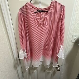 Women's Red and White Striped Top